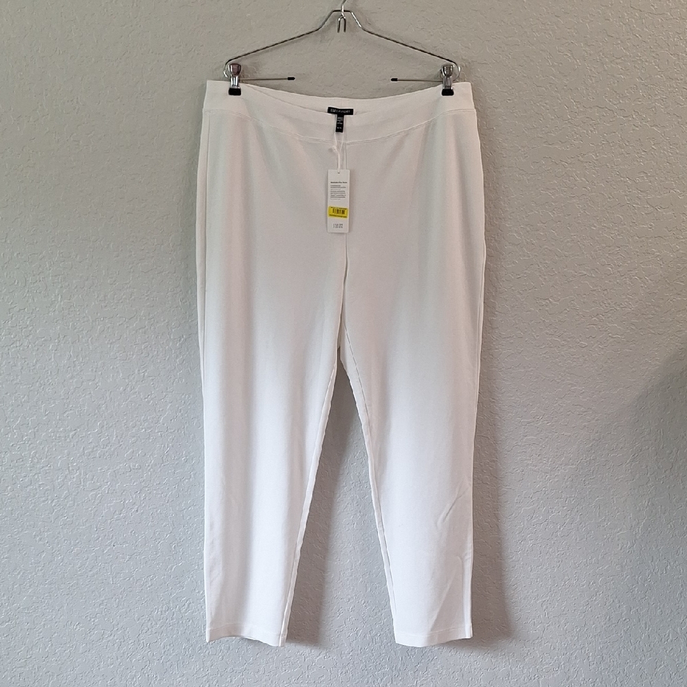 Eileen Fisher Ivory Flex Ponte Slim Ankle Pant
